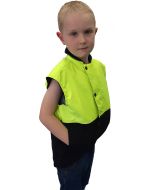 Caution Children's Hi Vis Oilskin Sleeveless Vest - Yellow / Brown