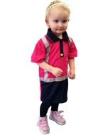 Caution Hi-Vis Childrens Microfibre Polo - Pink/Navy
