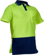 Caution Hi Vis D/O Cotton Backed Polo - Yellow / Navy