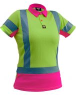 Caution Hi Vis D/N Womens Microvent Polo - Yellow / Pink
