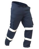Caution Polycotton Ripstop Taped Cargo Trousers - Navy