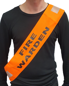 Fire Warden Sash with Velcro - Hi Vis Orange