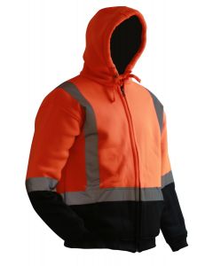 Caution Premium Full-Zip Lined D/N Hoodie Orange/Black