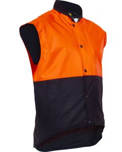 Caution Oilskin D/O Sleeveless Vest - Flouro Orange / Brown