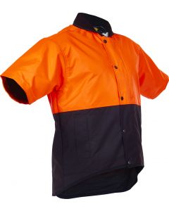 Caution Oilskin D/O Short Sleeve Vest - Flouro Orange / Brown