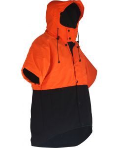 Caution Hooded Oilskin D/O Short Sleeve Vest - Orange/Brown