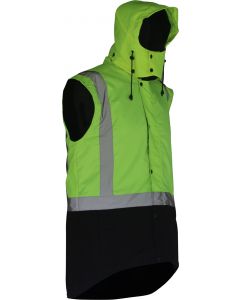 Caution Hooded Oilskin D/N Sleeveless Vest - Yellow/Brown