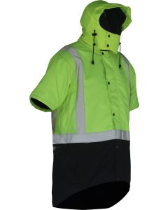 Caution Hooded Oilskin D/N Short Sleeve Vest - Yellow/Brown