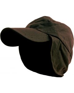 Caution Oilskin Cap with Flap - Brown