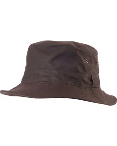 Caution Oilskin Bucket Hat - Brown