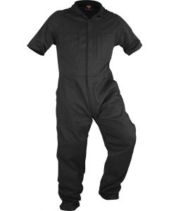 Caution Poly Cotton Short Sleeve Zip Overall - Black