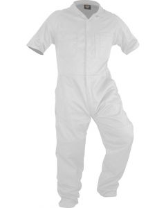 Caution Poly Cotton Short Sleeve Zip Overall - White