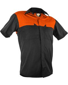 Caution Poly Cotton Short Sleeve Shirt - Black/Fluoro Orange