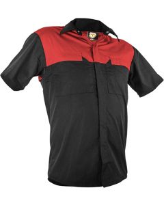 Caution Poly Cotton Short Sleeve Shirt - Black/Red