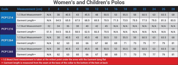 Youth polo shirt size chart new arrivals
